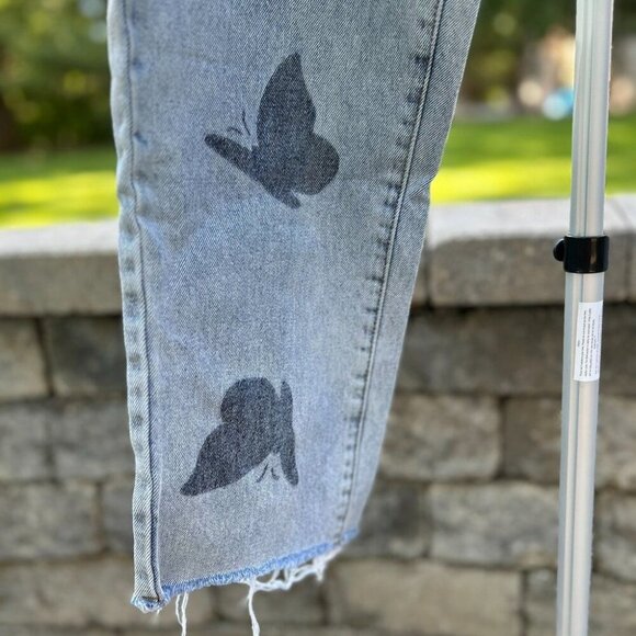 NWOT Y2K Boho Adika Butterfly Print High Waisted Jeans M - Picture 9 of 14